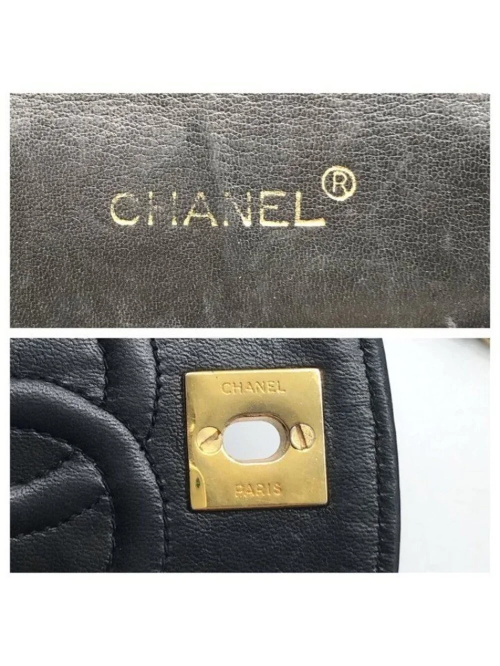 Chanel Chain Shoulder Bag Quilted CC Logo Flap Vintage Black